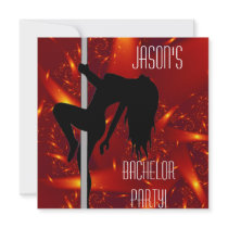 Bachelor Party Invitation - Stripper Girl Red