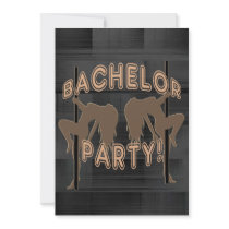 Bachelor Party Invitation - Strippers Girl Brown