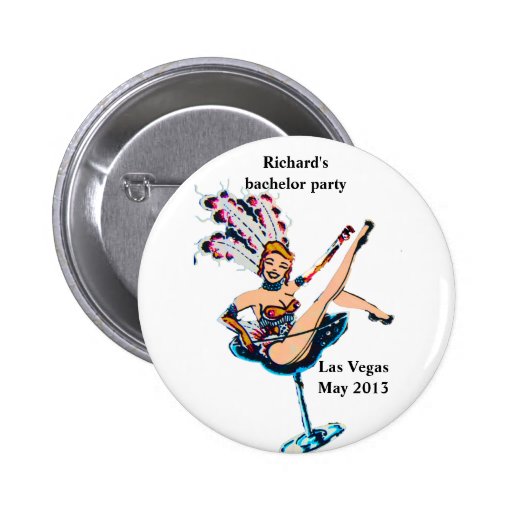 Bachelor Party namebadge Vegas Casino Theme Pinback Button