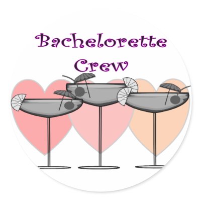 "Bachelorette Crew"  Bridal Party T-Shirts Round Sticker by gailg1957