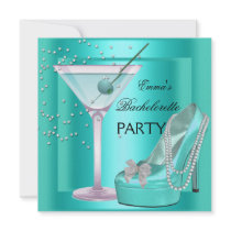 Bachelorette Party Aqua Teal Blue Turquoise Shoes Custom Announcements