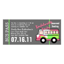 Bachelorette Party Bus Pass Custom Invites