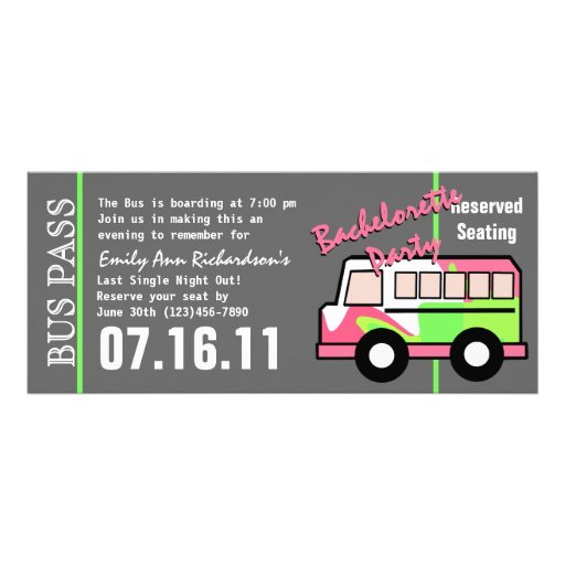 Bachelorette Party Bus Pass Custom Invites