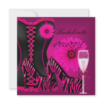 Bachelorette Party Corset Zebra Black Pink Shoes Personalized Announcements