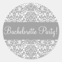 Bachelorette Party Damask Envelope Seal Round Stickers