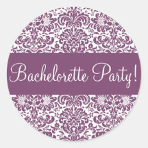 Bachelorette Party Damask Envelope Seal Sticker