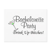 Bachelorette Party Drink Up Bitches Martini Post Card
