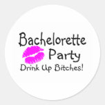 Bachelorette Party Drink Up Bitches Pink Lips Sticker