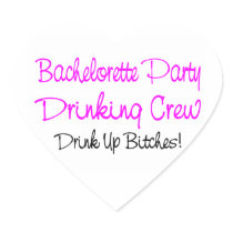 Bachelorette Party Drinking Crew Heart Sticker