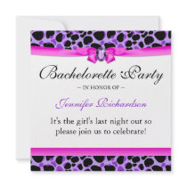 Bachelorette Party Funky Diva Leopard Purple Personalized Announcements