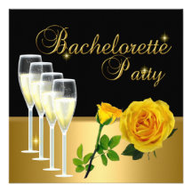 Bachelorette Party Gold Champagne Roses Custom Invitation