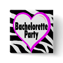Bachelorette Party (Heart Zebra Print) Pins