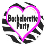 Bachelorette Party (Heart Zebra Print) Round Sticker