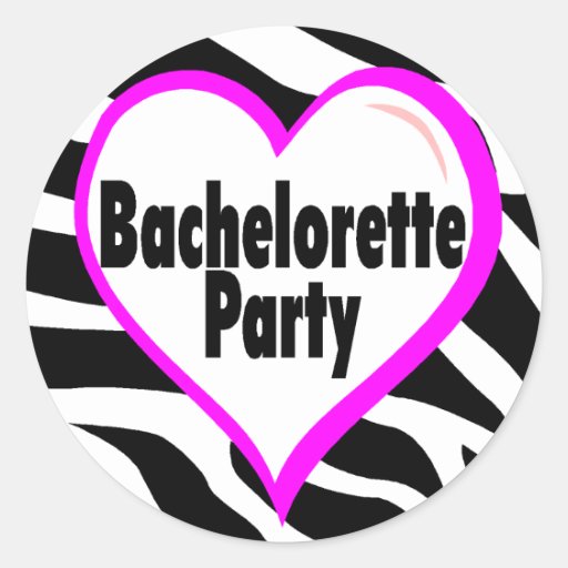 Bachelorette Party (Heart Zebra Print) Round Sticker