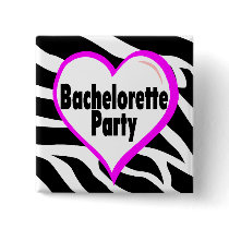 Bachelorette Party (Heart Zebra Stripes) Pinback Buttons