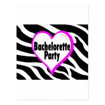 Bachelorette Party (Heart Zebra Stripes) Post Cards