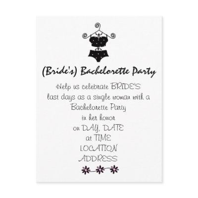 Bachelorette Party Invitation-Cute Lingerie Post Card by frugalbride
