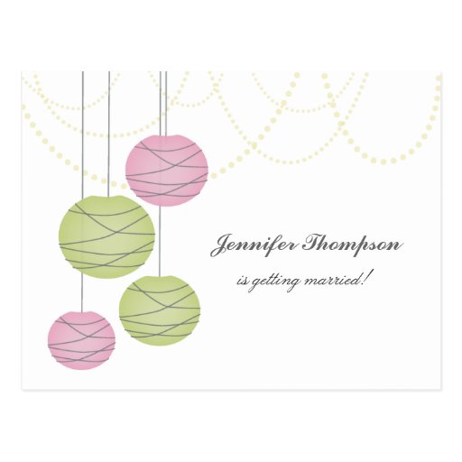 Bachelorette Party Pink Green Lanterns Invite Card Postcards