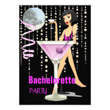 Bachelorette Party Pink Martini Invite