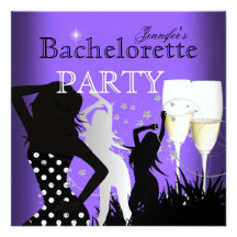 Bachelorette Party Purple Champagne Dance Custom Invitation