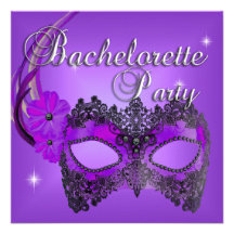 Bachelorette Party Purple Mask Black Announcement