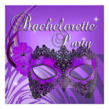 Bachelorette Party Purple Mask Black Custom Invitations