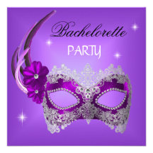 Bachelorette Party Purple Mask Black Custom Announcements
