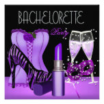 Bachelorette Party Purple Mask Lipstick Corset Custom Invitation