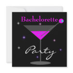 Bachelorette Party Purple Pink Black Martini 2 invitations