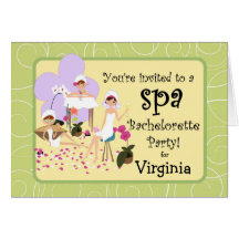 Bachelorette Party Spa Invitations - Customized Greeting Cards