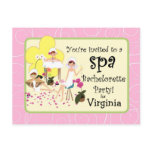 Bachelorette Party Spa Postcard Invitations - Pink