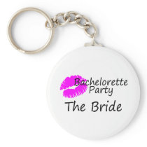Bachelorette Party The Bride Pink Kiss Key Chain