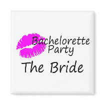 Bachelorette Party The Bride Pink Kiss Fridge Magnet