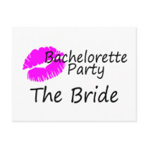Bachelorette Party The Bride Pink Kiss Postcards