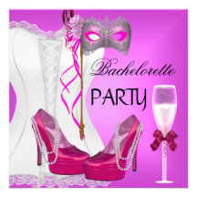 Bachelorette Party White Corset Pink Shoes Mask Personalized Announcements
