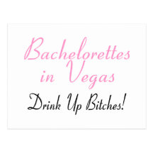 Bachelorettes In Vegas (Pink Black) Postcard