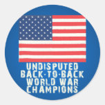 Back to Back World War Champions Round Stickers
