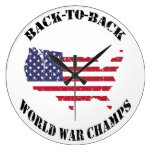Back-to-Back World War Champs - Patriotic Round Wallclocks