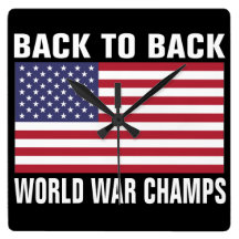 Back to Back World War Champs Square Wallclock