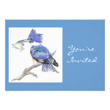 Back to Nature, Kingfisher, Bird , Birthday Party Personalized Announcement