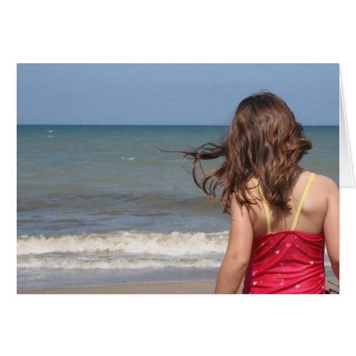 Back view of toddler at a Florida beach Greeting Card
