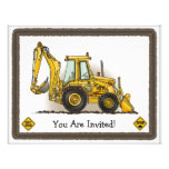Backhoe Digger Construction  Kids Party Invitation