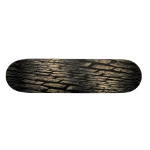 Backlit cobbled street skateboard deck
