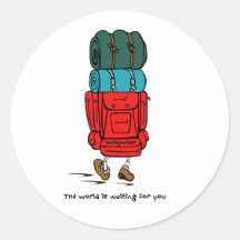 Backpacker Round Sticker