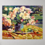 Backyard Peonys Still Life Poster