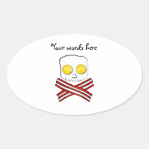 Bacon and eggs skull and crossbones oval sticker