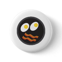 bacon and eggs smiley face pin
