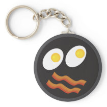 bacon and eggs smiley face keychain