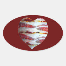 Bacon Love Heart Oval Sticker
