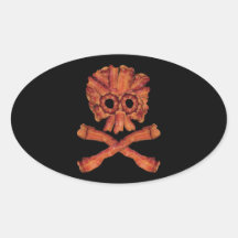 Bacon Skull and Crossbones Oval Sticker